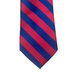 Club Room Tie Mens 3 1/8" Red Blue Striped‎ Polyester Woven Classic Necktie New